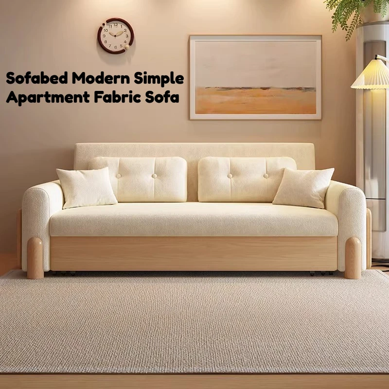 

Lazy Minimalist Family Sofabed 2 Seater Modern Simple Apartment Fabric Sofa Bed Double European Background Home Accessories