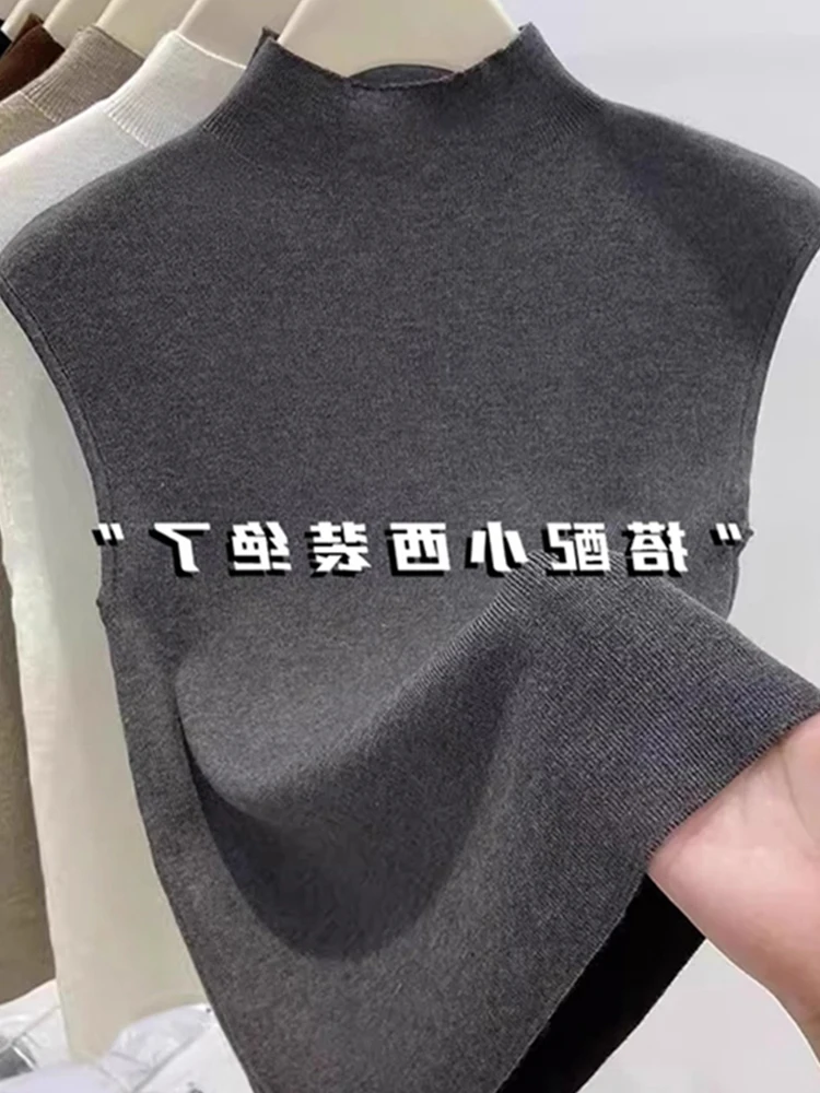 

Неудобный цветной вязаный топ, удобный утягивающий жилет с высоким воротником, внутренняя одежда, основа irt Younging Effect