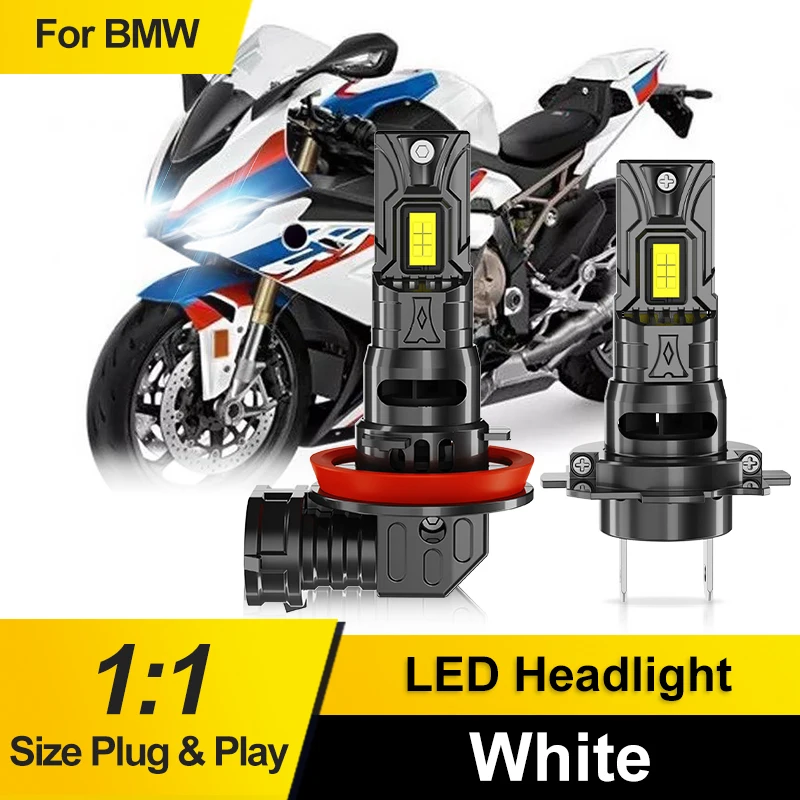 1/2PCS Motorcycle Headlight Bulb For BMW S1000R 2015 2016 2018 2018 2019 H7 H11 Super Bright Motorbike CSP Chips High Low Beam