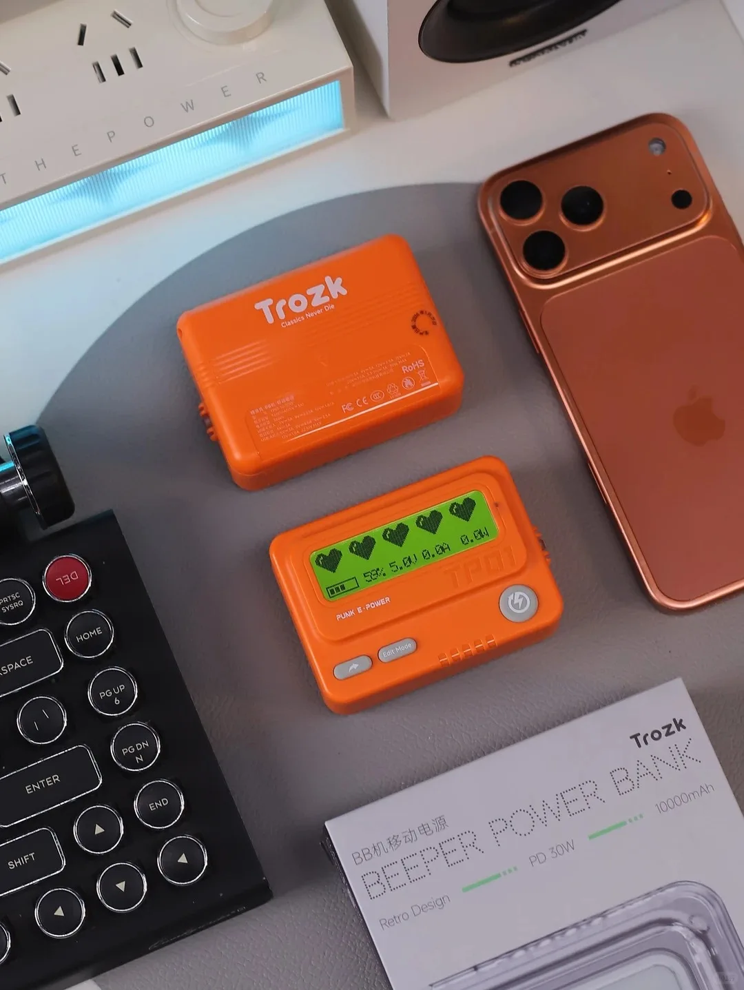 Orange Retro Power Bank 10000mAh - 30W PD Fast Charging