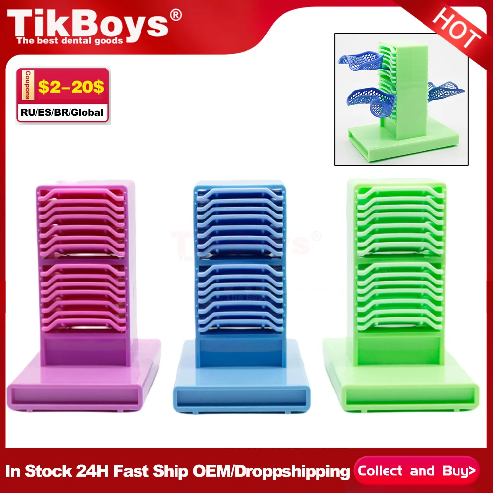 4 Colors Dental Tooth Tray Bracket Rack Place The Shelf 14 Floors Plastic Dental Tools Taking An Oral Impression Pallet Rack