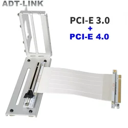 Silver White PCI-E 16x GTX RTX Graphics Card Vertical Bracket GPU Holder Gen4 PCIe 3.0 4.0 16X Riser Extension Cable ATX PC Case