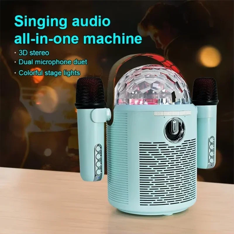 

Wireless Home Karaoke Speaker with Dual MIC RGB TWS Creative Star Light Christmas Gift Portable Caixa De Som Bluetooth Speaker