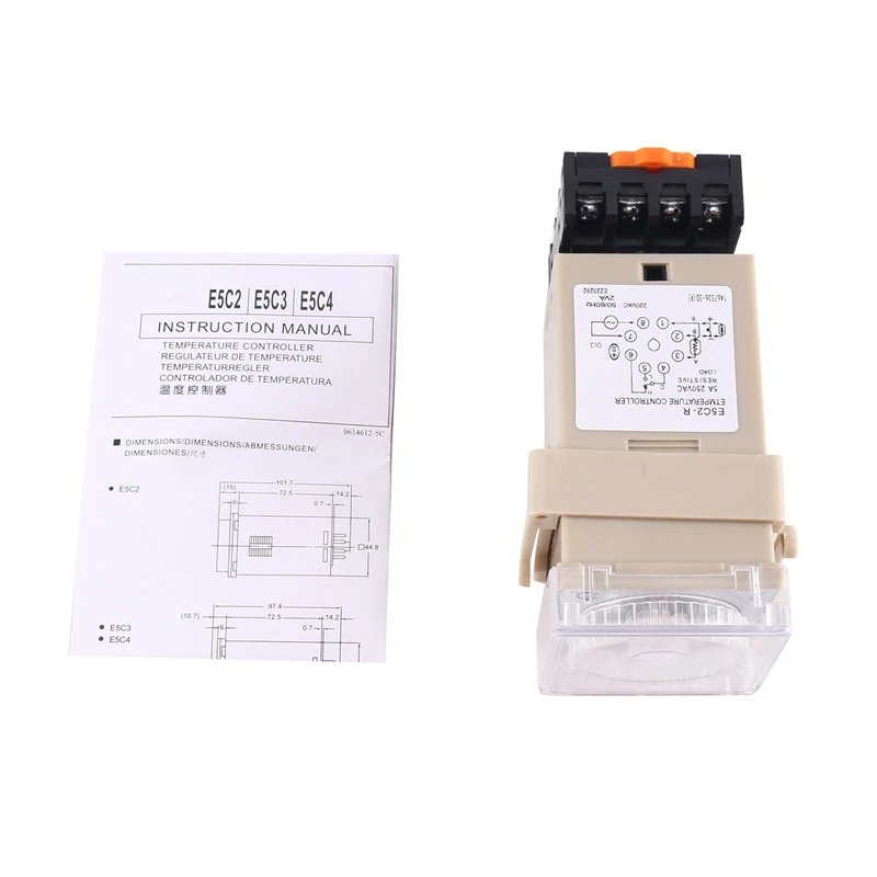 1 Piece E5C2 Guide Rail Type Temperature Controller 0~399℃ Digital Display Pointer Control Switch (B)