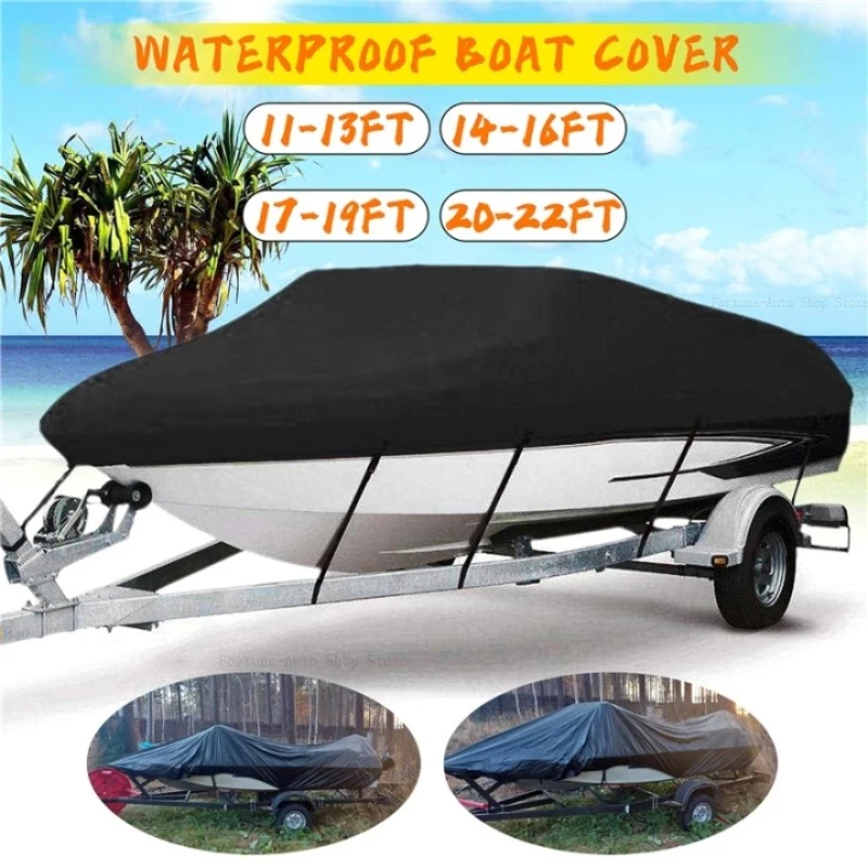 210D Oxford Fabric 11- 22FT Trailerable Yacht Barco Boat Cover impermeabile anti-uv Marine trailable V-shape Canvas Boat Cover