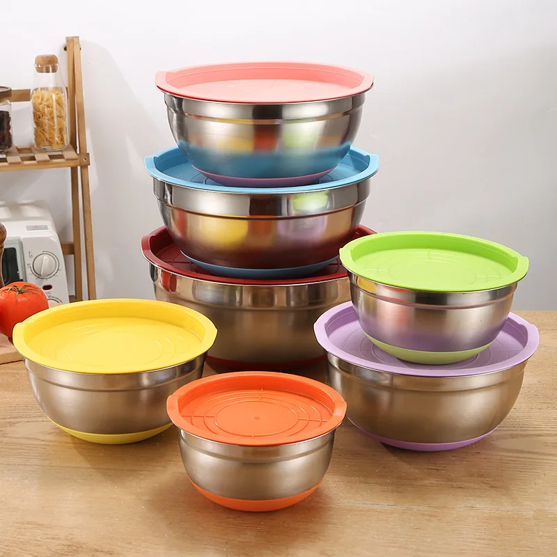 

Mixing Bowls with Lids and Non Slip Bases Stainless Steel Mixing Bowls Set for Baking Nesting Storage Bowls