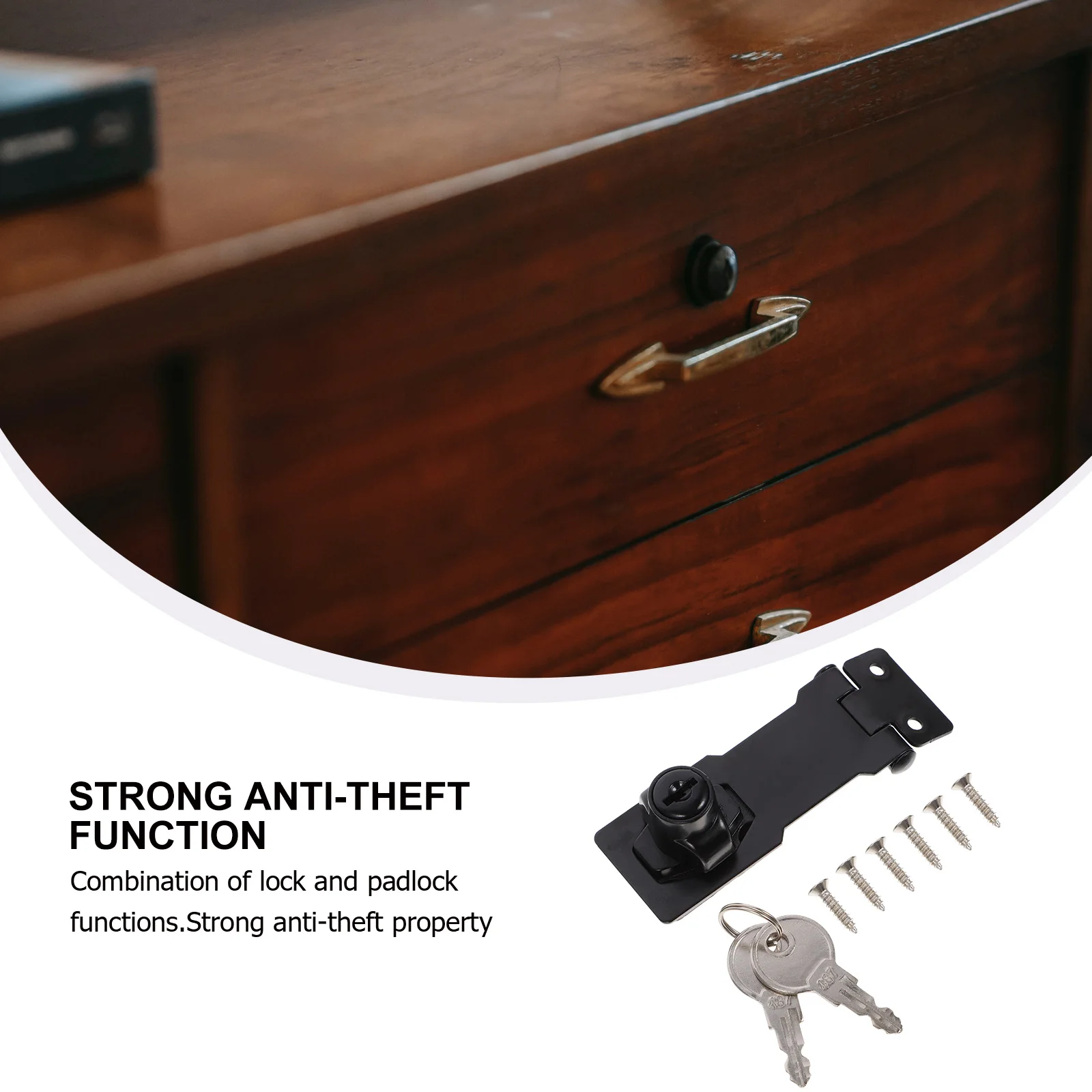 

Double Keyed Deadbolt Lock Hasp Heavy Duty Black Zinc Alloy Cabinet Door Locks Child