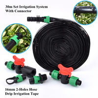 30m/Set 16mm 2-Holes Drip Irrigation Tape Garden Watering Irrigation System Agriculture Greenhouse Fertilization Irrigation Hose