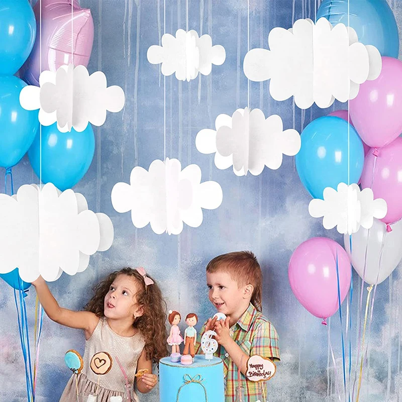 New#16Pcs 3D Cloud White Hanging Clouds For Ceiling Cloud Party Decorations Cloud Ornaments Hanging Ceiling Decoration
