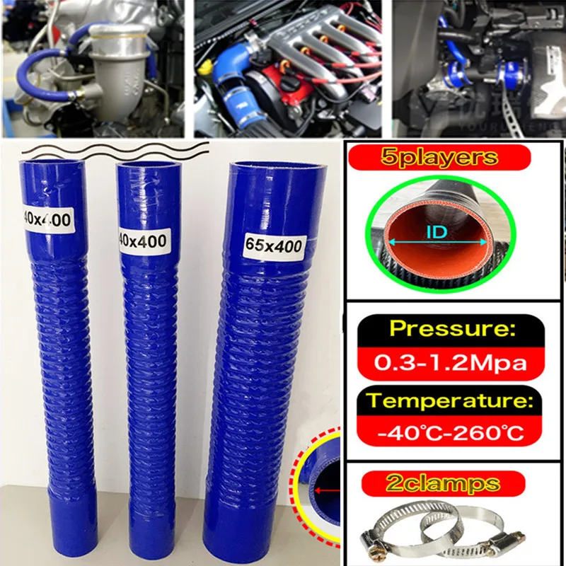 

Universal Length 400mm Silicone Flexible Steel Wire Corrugated Hose Air Intake Pipe Radiator Tube High Pressure Temperature