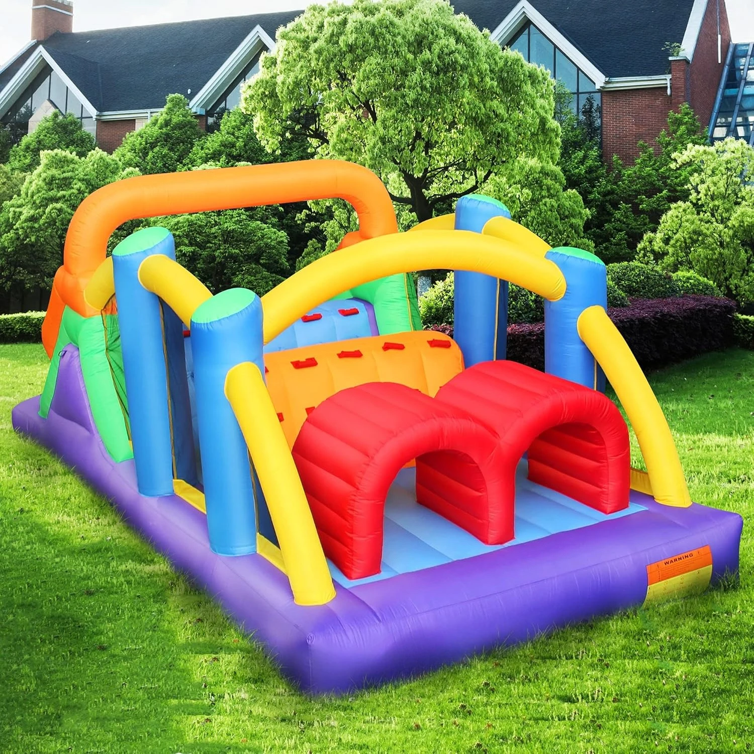 Château gonflable de maison de rebond de cours d'obstacles avec grandes diapositives zone de rebond et obstacles maison gonflable de videur avec le ventilateur