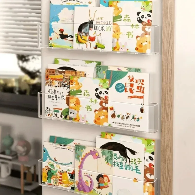Acrylic Picture Book Display Stand Bookshelf Children's Wall Behind The Door Reading Magazine Storage Wall Hanging Bookshelf