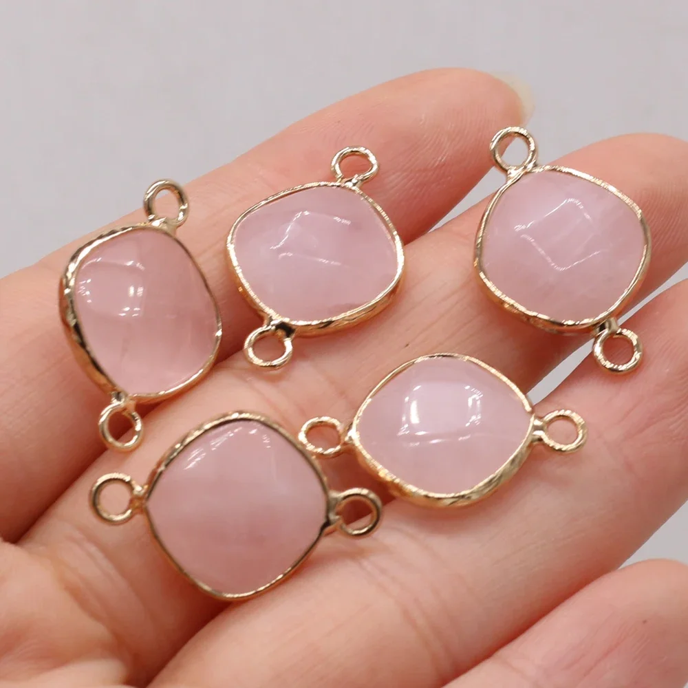 1PC Natural Agate Crystal Rhombus Connector Faceted Stone Charm for DIY Handmade Jewelry Making Supplies Necklace Bracelet