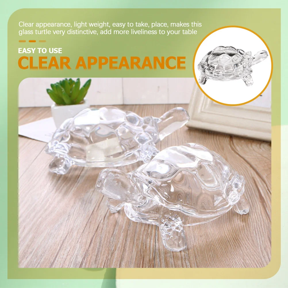 

Crystal Glass Turtle Ornament Premium Lightweight Animal Statue for Home Office Desktop Decoration Realistic Tortoise Figure