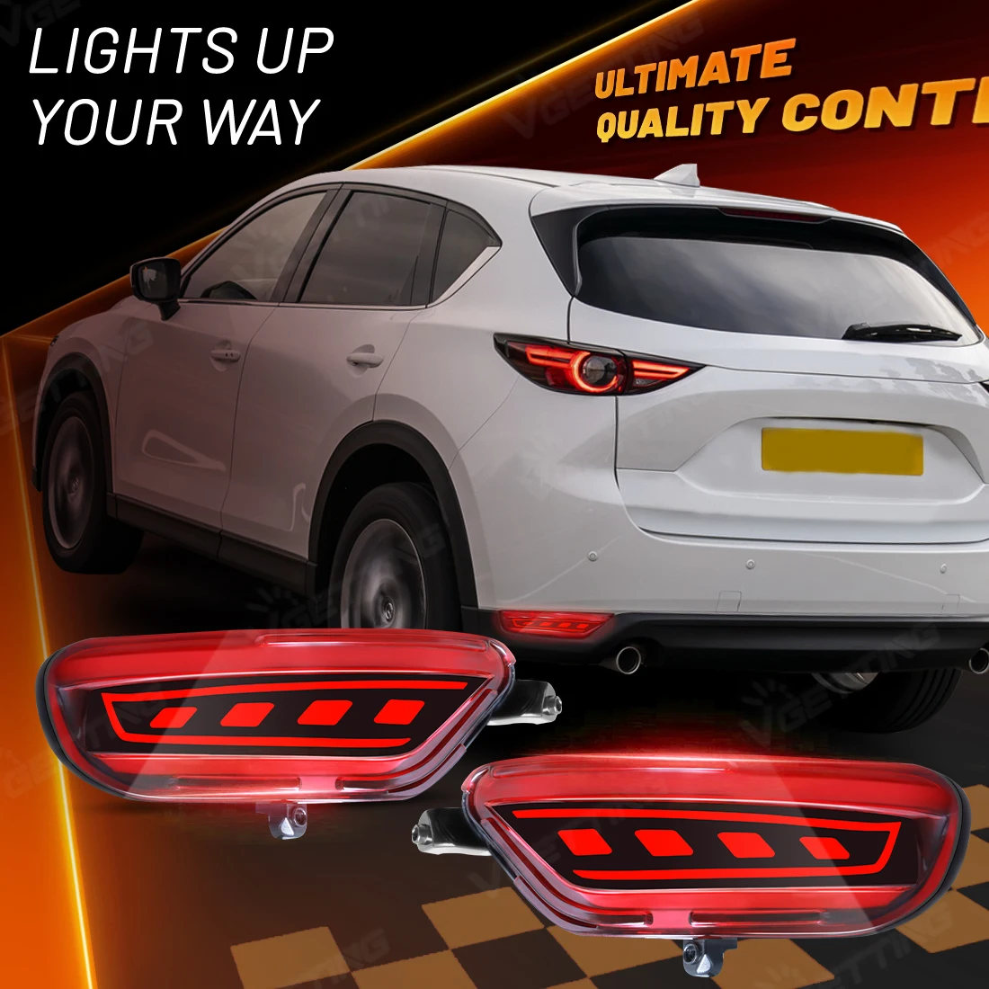 

2pcs LED Rear Bumper Lights For Mazda CX-5 CX5 2017 2018 2019 2020 2021 Brake Light Dynamic Turn Signal Lamp Driving Lamp