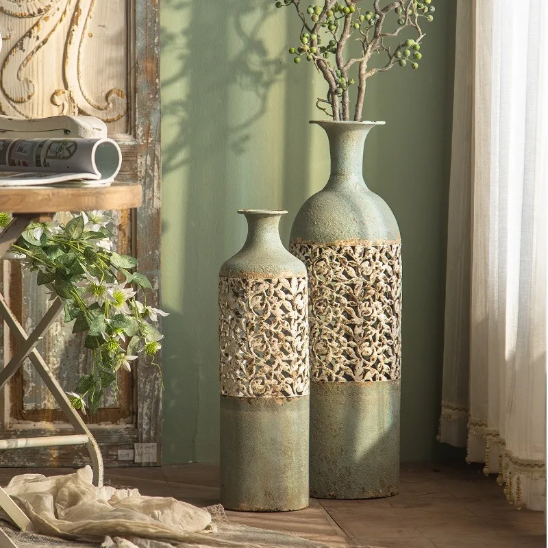 Vintage vase ornament French floor-to-ceiling living room premium medieval large decorative American art large-scale decoration