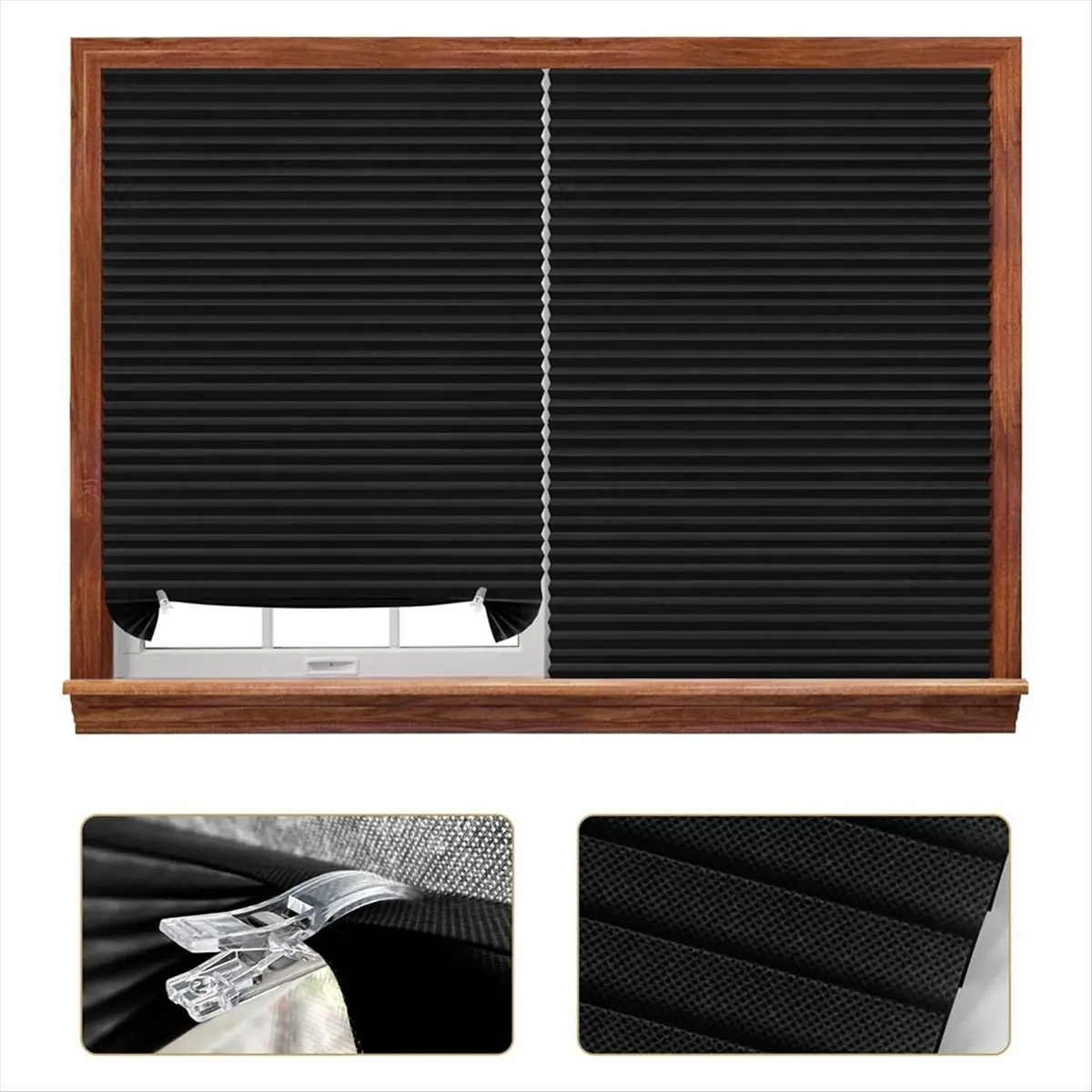 ABNH Cordless Blackout Pleated Fabric Shade Window Shades Blinds Darkening Temporary Light Filtering Pleated Paper Shade 2pcs