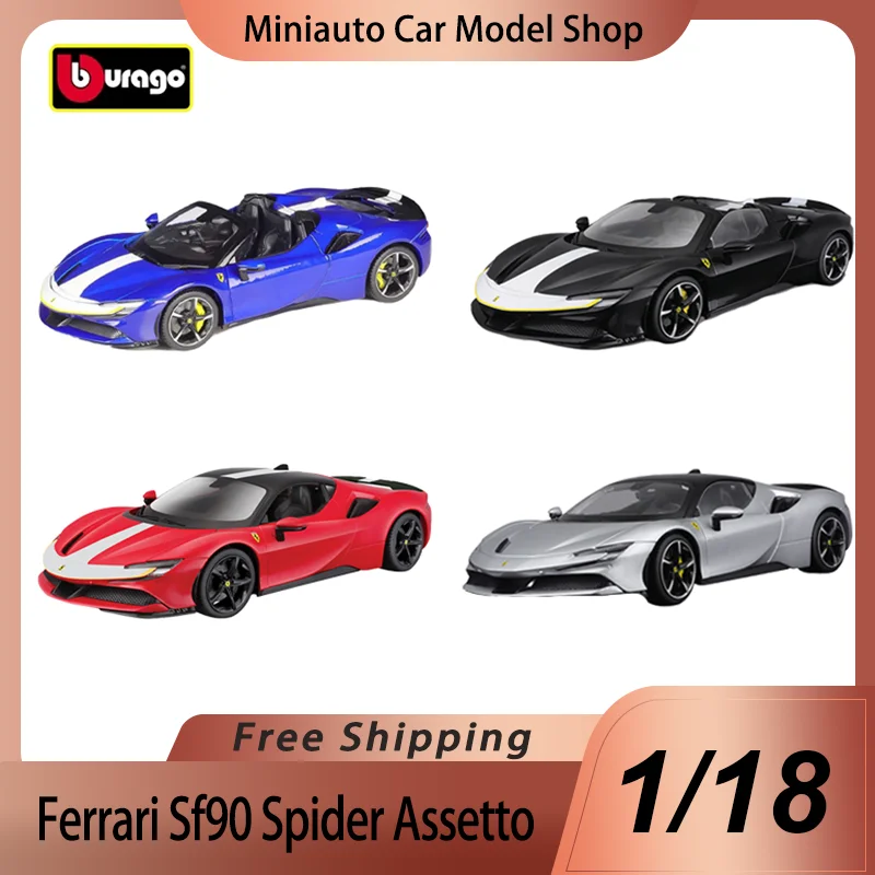 

In Stock Bburago 1:18 Ferrari Sf90 Spider Assetto Fiorano Alloy Miniature Diecast Model Ferrari Sports Car Toy Christmas Gift