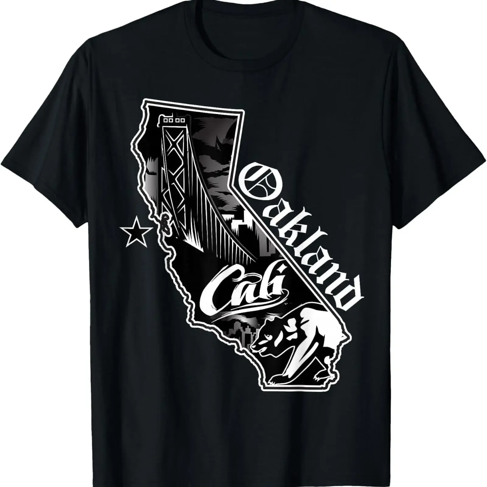 Oakland California Map T shirt Northern Cali Bay Area CA vintage Washed Stretched Top For Everyday Wear designer clothes Unisex