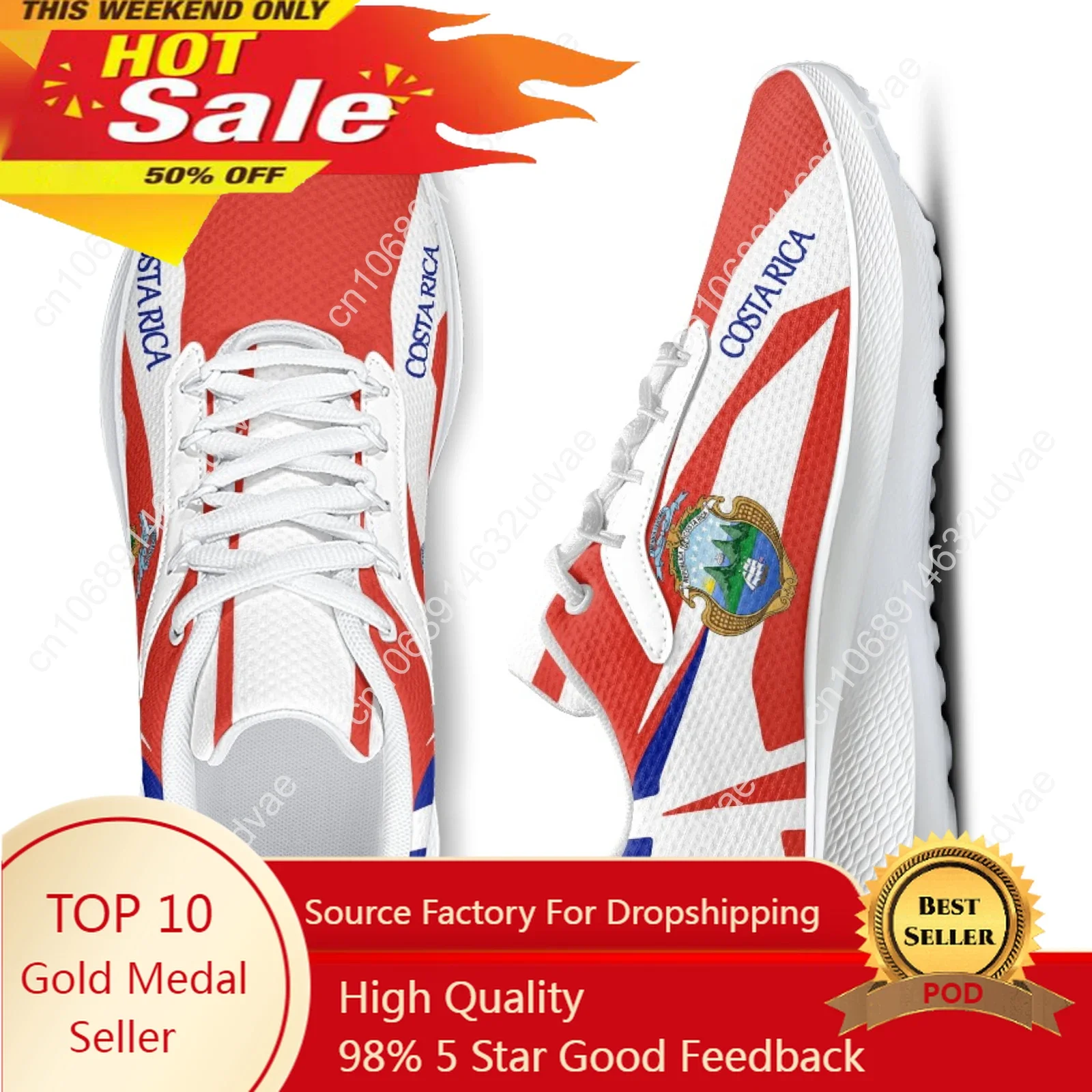 

Costa Rica Flag Women's Sneakers Fashion Unisex Brand Summer New Sneakers Lightweight Lace Up Walking Shoes Zapatos