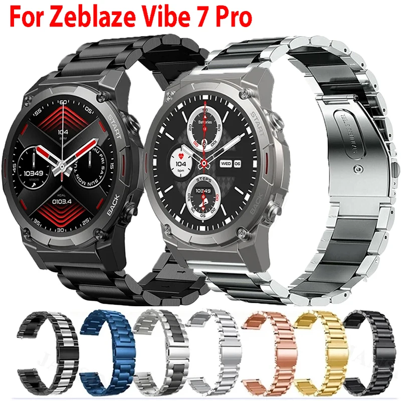 Strap For Zeblaze Vibe 7/7Pro/7 Lite/Beyond 2/Stratos 2 3 Watchband Bracelet Stainless Steel 22mm Watch Band For Zeblaze GTR 2