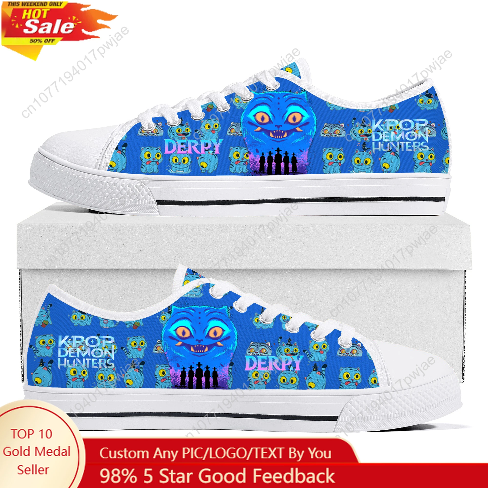 

KPop Demon Hunters Derpy Tiger Low Top Lightweight Flat Sneakers Men Women Canvas Sneaker Casual Couple Hiking Lightweight Shoes