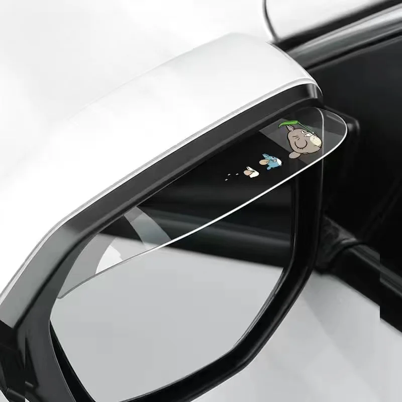 Universal Car Rearview Mirror Rain Eyebrow Transparent Rain Shield Rain Shield Waterproof Sticker Decoration Cartoon Logo New