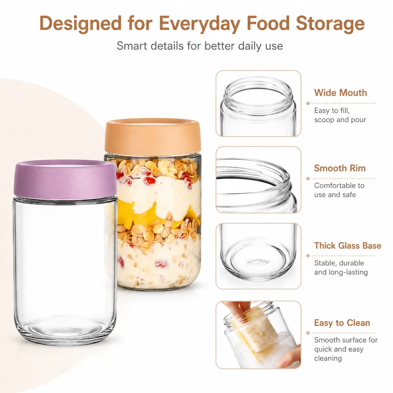密閉蓋付きオーバーナイトオーツジャー、シリアル、ヨーグルト、 - Meal Prep Jar Salad のレビューと価格