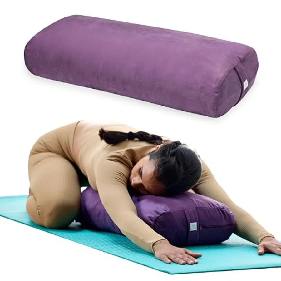 

Yoga Bolster Pillow, Soft Meditation Cushion for Yoga, Mas and Back Support, Breathable Cotton Fill, Zippered Microfiber Cover,