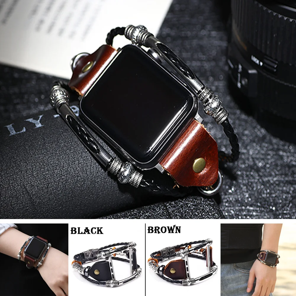 Ремешок в стиле ретро для Apple Watch Ultra 2, кожаный браслет ручной работы для iWatch Series 9-8-7 6 5 4 3 Se, 49 мм 44 мм 40 мм 42 мм 41 мм/45 мм