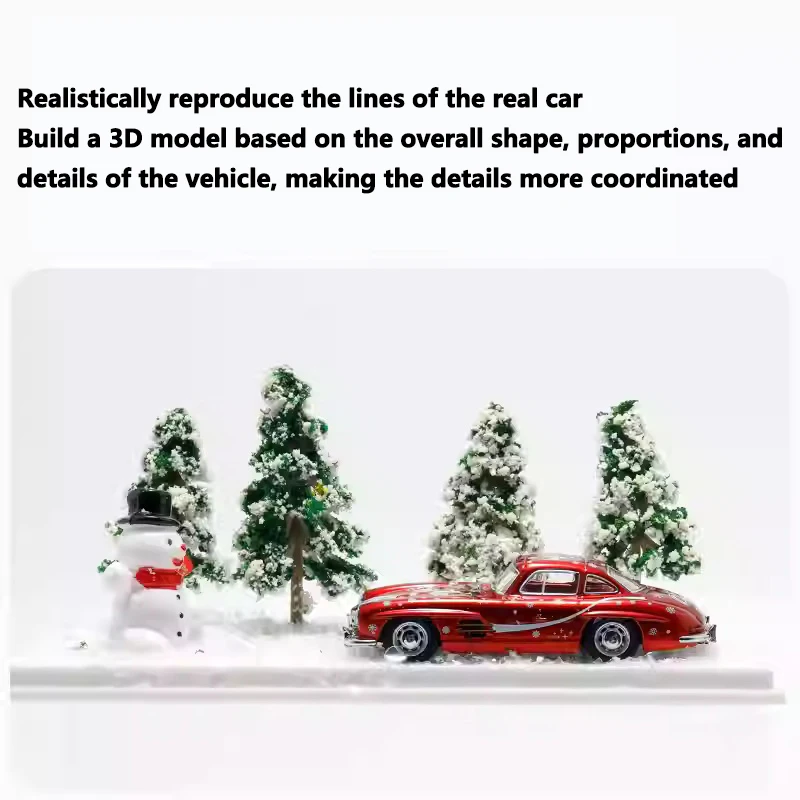 1:64 Diecast Vintage Car Model 190SL-Style High-Simulation Mini Vehicle Xmas Holiday Collectible Display Ornament Gift