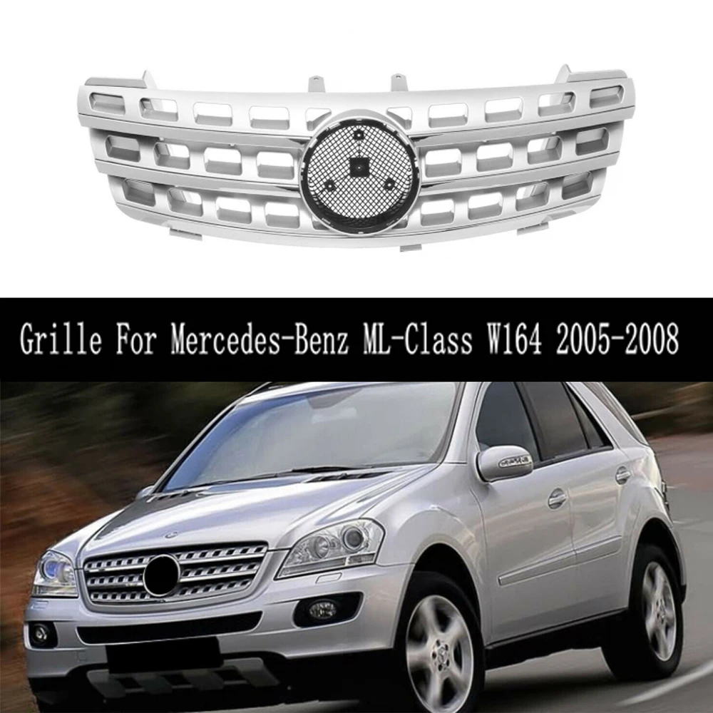 

Car Front Bumper Grille Upper racing Grill For Mercedes-Benz ML-Class W164 ML320 ML350 ML550 2005 2006 2007 2008（With Emblem)