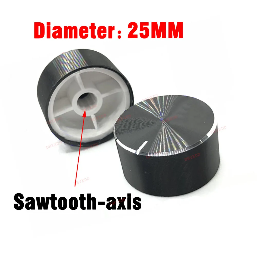 1 pcs 25x13mm 6mm Shaft Hole Aluminum Alloy Potentiometer Knob Black (Sawtooth-axis)