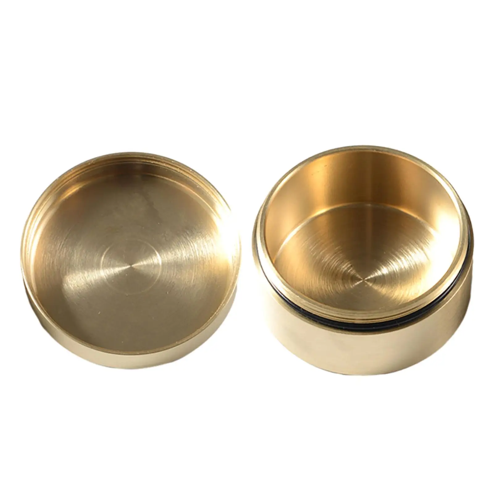 Pure Brass Box Sealed with Lid Dustproof Round Shape Organizer Tea Leaves Container for Jewelry Crafts Small Items Rings Camping