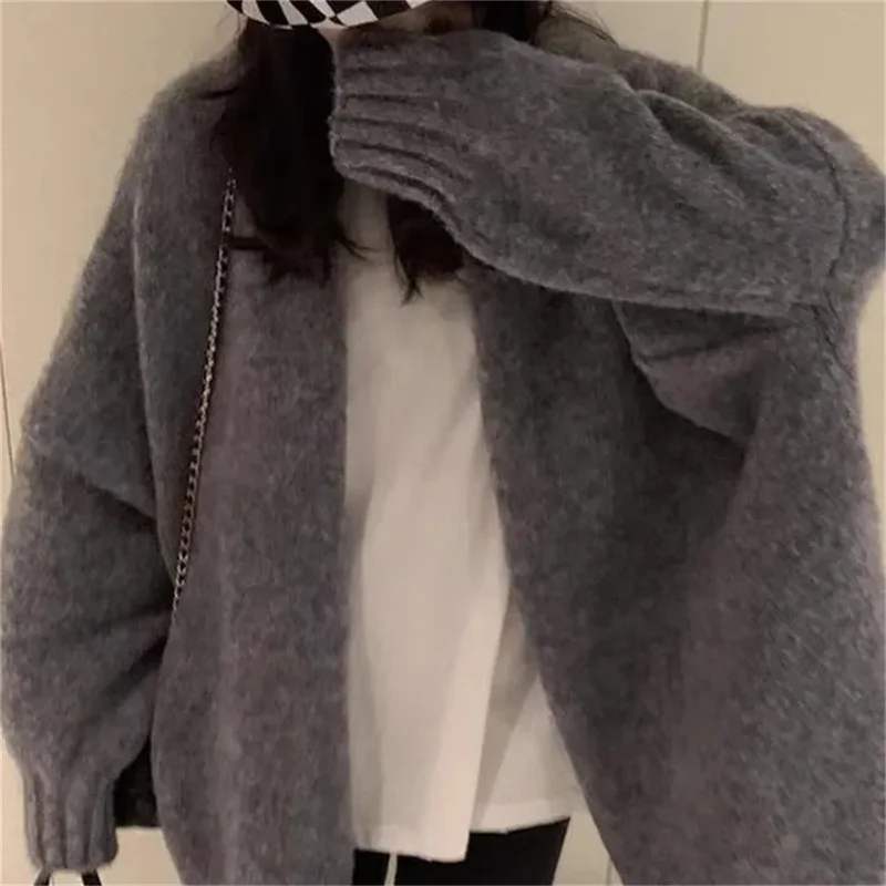 

Lazy Knitted Coat 2022 Autumn/Winter New Versatile Korean Edition Outwear Gentle Mid length Sweater Cardigan for Women JACKIT