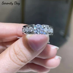 Serenity 2.2ct D Moissanite Rings For Women Man Gift S925 Sterling Silver Sparkling Lab Diamond Wedding Rings Plated 18K Jewelry