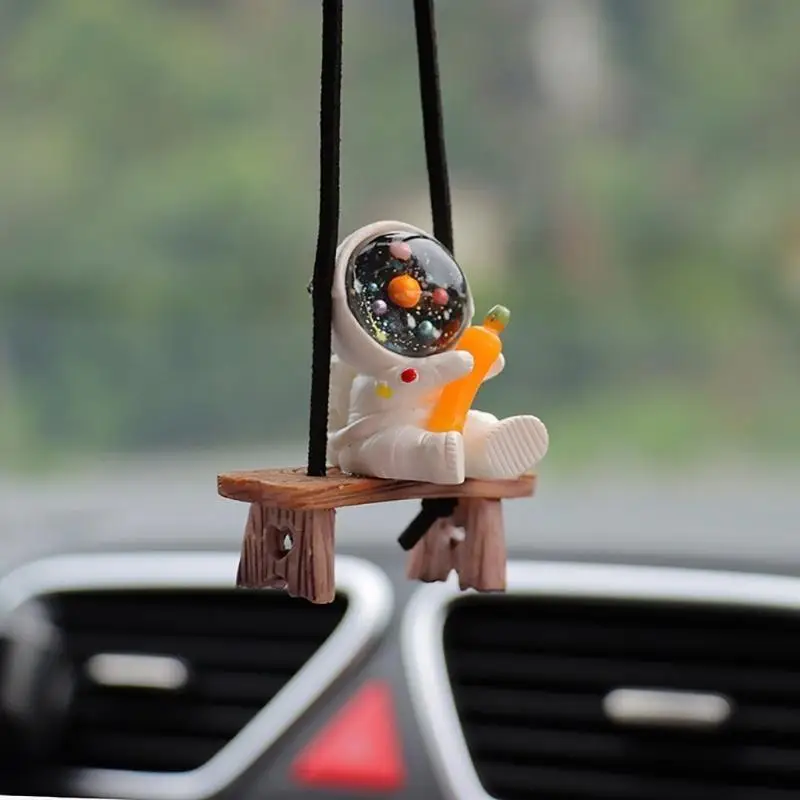 

02DE Car Hanging Ornament Swing Astronaut, Car Pendant Mirrors Accessories for Car Interior Ornaments,Pendant