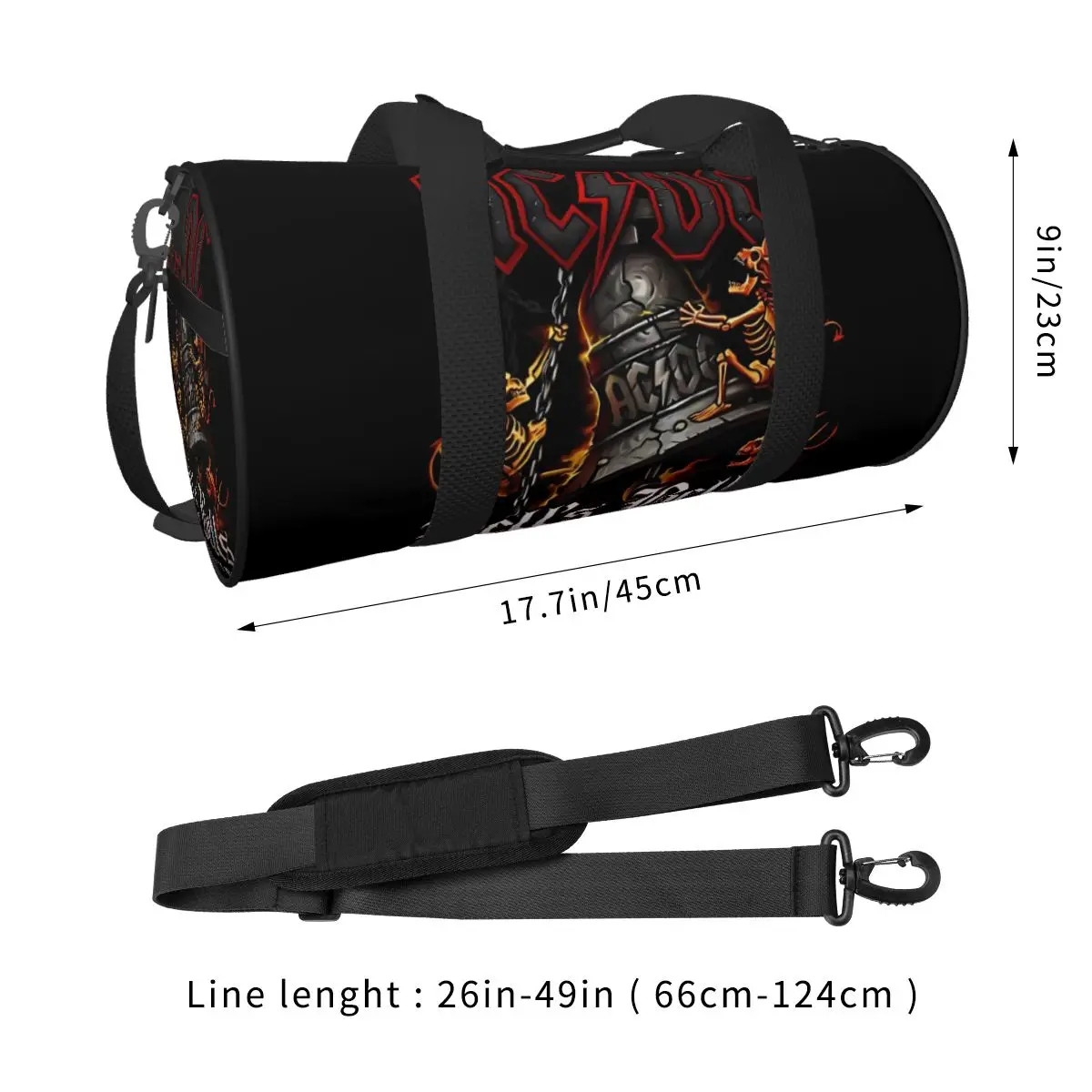 Travel Bag Ac Dc Hells Bells Gym Bag Vintage Rock Portable Sports Bags Large Casual Custom Handbag Colorful Fitness Bag For Men