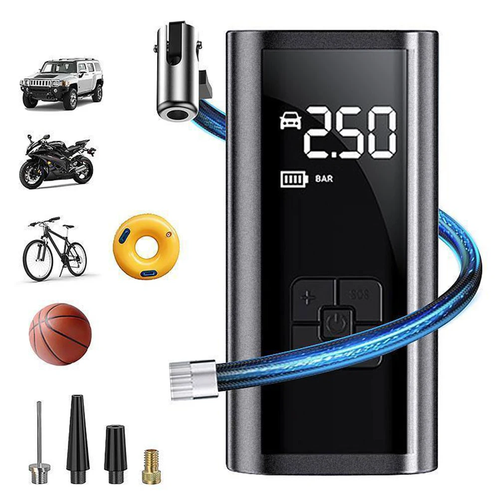 منفاخ إطارات محمول لإطارات السيارات، مضخة هواء سيارة لاسلكية كهربائية متعددة الأغراض للدراجات النارية #1