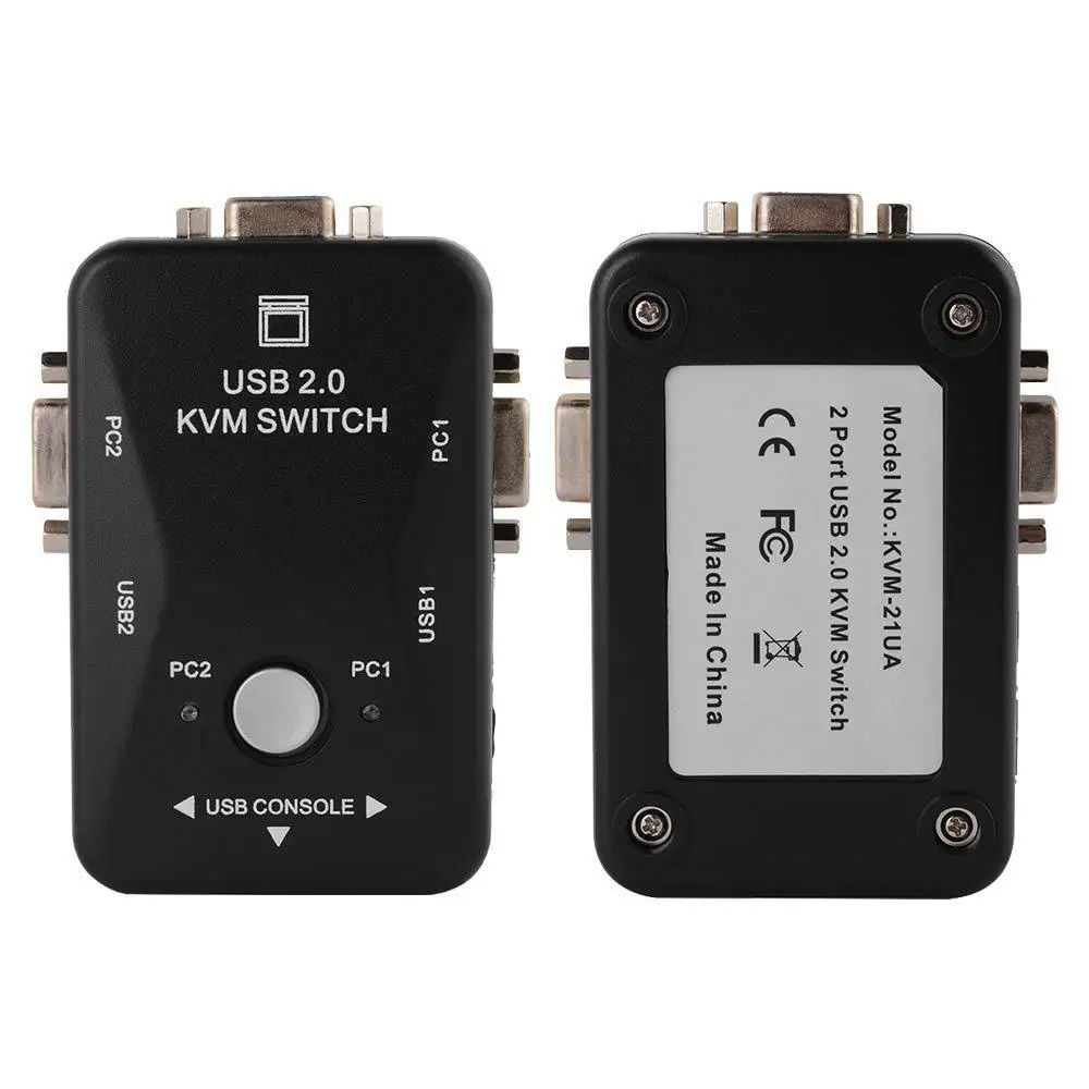 2  Port VGA KVM Switch 1080P USB2.0 Splitter Mouse Keyboard Printer Pendrive Share Switcher Box Adapter Out KVM Switchr