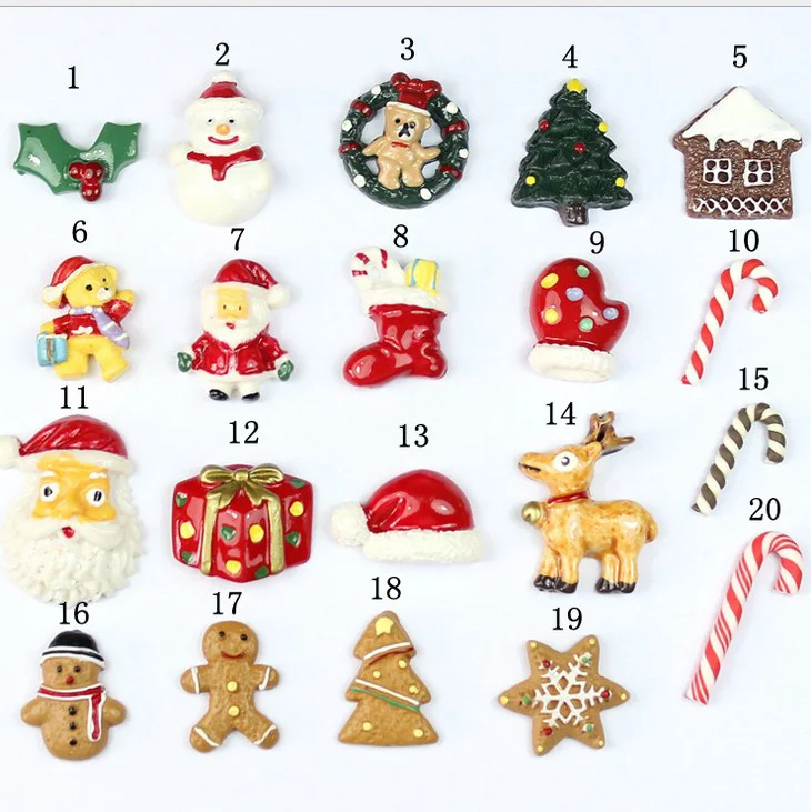 40 Pcs Christmas Resin Accessories DIY Jewelry Pendant Miniature Nativity Ornaments Gingerbread Man Playset