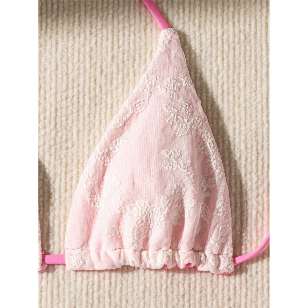 Bestickter Neckholder-Bikini mit Trägern, Damen-Badeanzug, zweiteiliges Bikini-Set, hoch geschnittener Badeanzug, Badebekleidung, Modell V5432 – Detail 15