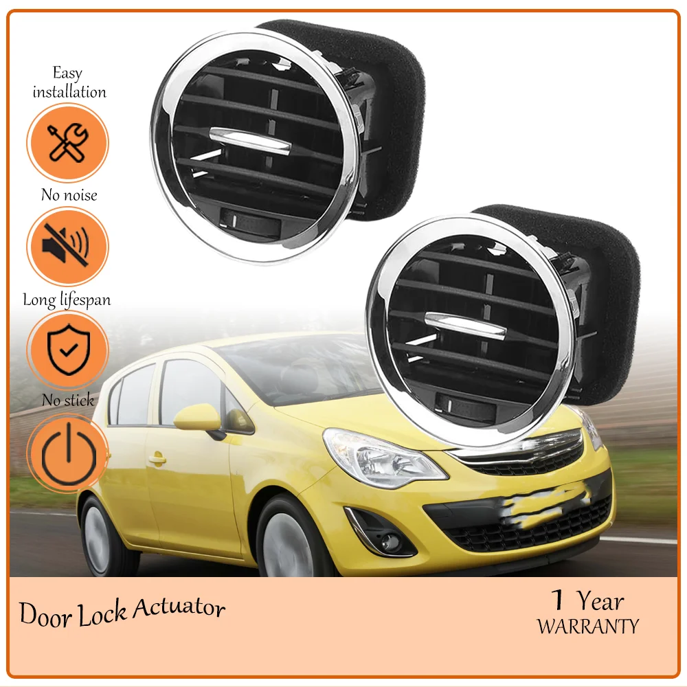 Premium Black & Silver AC Air Vent Grille with Chrome Outer Ring Pair Set Fit Opel Vauxhall Adam Corsa D MK3 OE 13417363 2201099