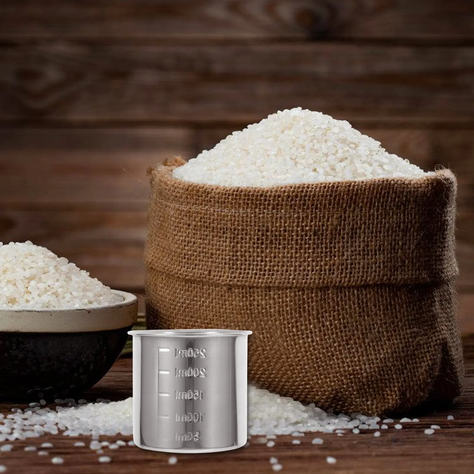 250Ml Stainless Steel Rice Measuring Cup Japanese Rice Cooker Cup with Accurate Scale Marks for Perfect Cooking Versatile Metal