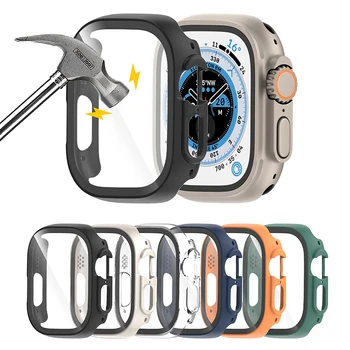 애플 워치 울트라 2 용 유리 및 케이스, 49mm PC 범퍼 및 스크린 보호대 강화 럭셔리 박스 커버, 애플 워치 울트라 액세서리 