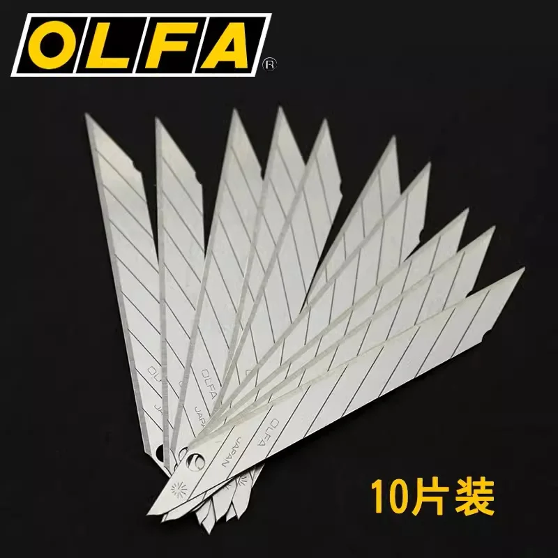 10 pieces Japanese original OLFA blade 9mm professional 30-degree angle utility blade DKB-10 sharp SK2 stainless steel engraving blade car film cutting replacement blade small stationery blade