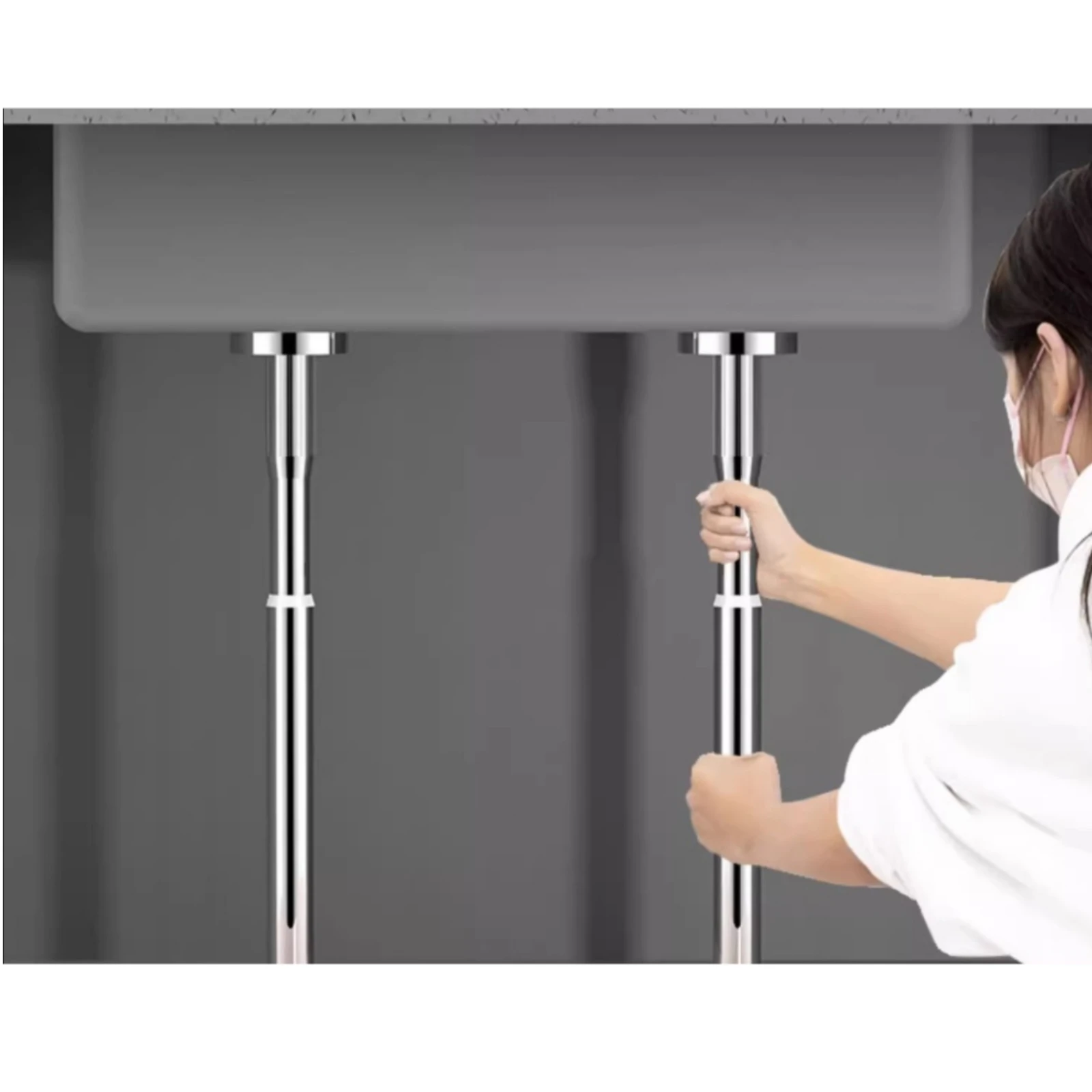 Support de lavabo sous plan, tige télescopique réglable, quincaillerie en acier inoxydable robuste pour installateurs, cuisine, salle de bain