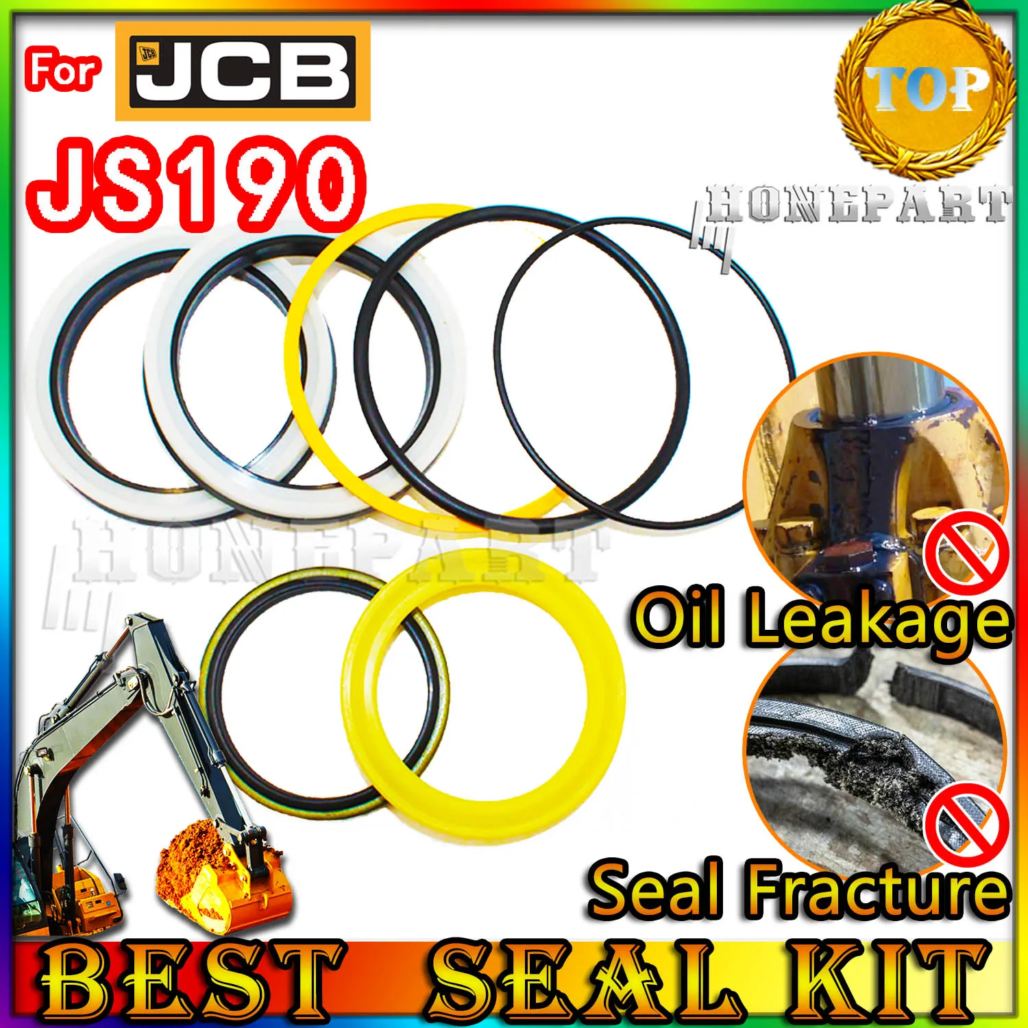 For JCB JS190 Oil Seal Repair Kit Boom Arm Bucket Excavator Hydraulic Cylinder Best Reliable Mend proof Center Swivel Pilot Foot