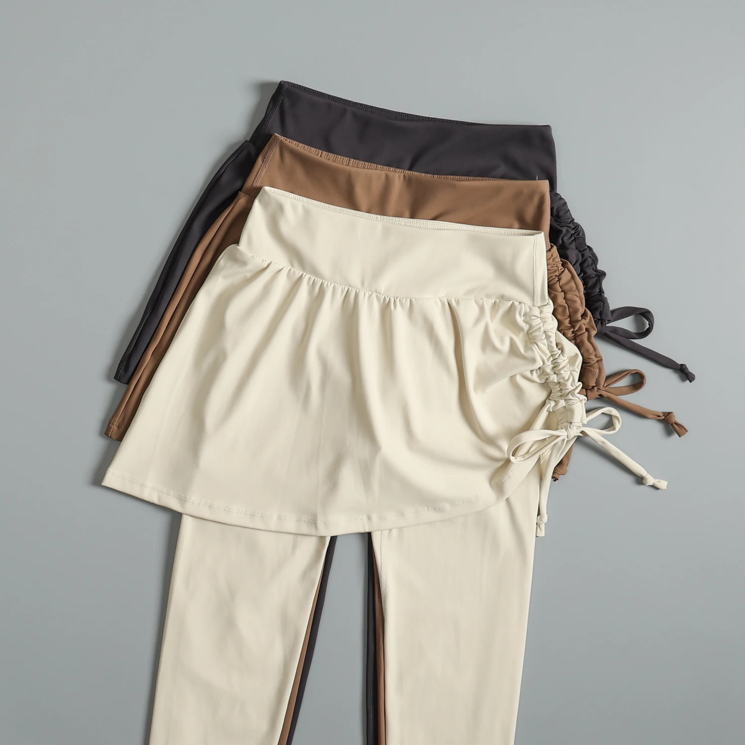 

Hips and anti-embarrassment yoga pants in autumn fashion side drawstring sports skirt pants high waist belly jogging fitness