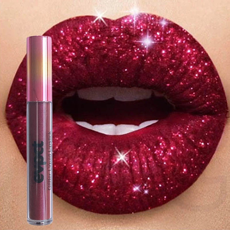 Waterproof Diamond Shimmer Glitter Lip Gloss 18 colori Matte Glitter Liquid Lipstick Diamond Pearl color Lip Gloss Sexy Make Up